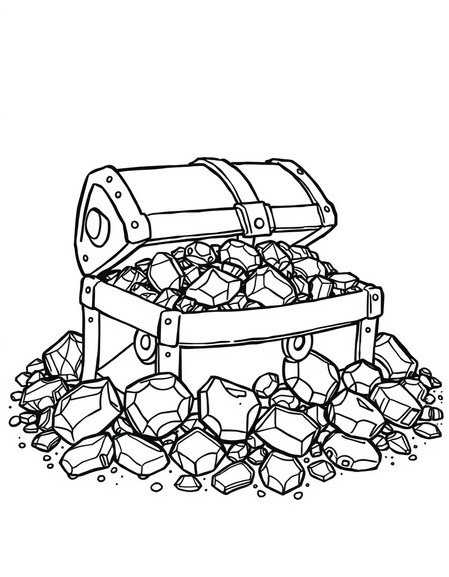 A pile of treasure with gemstones