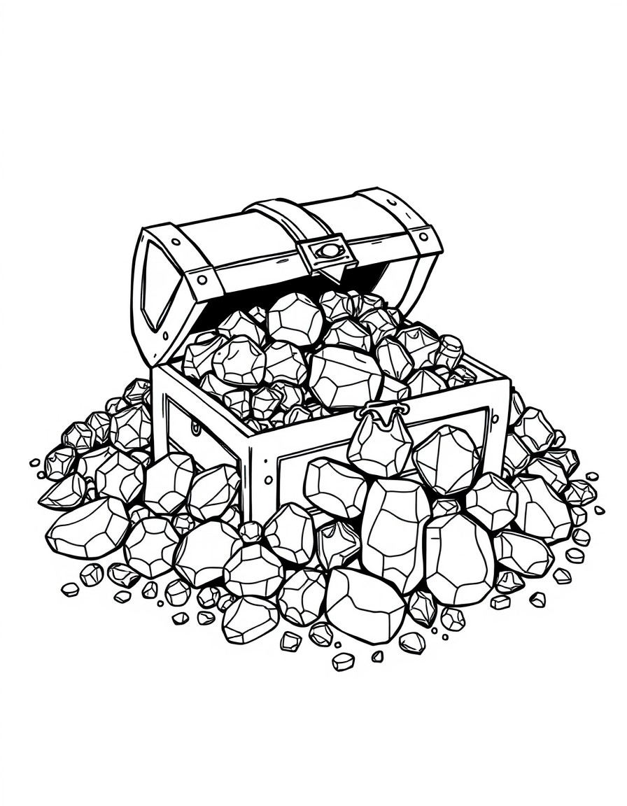 A pile of treasure with gemstones