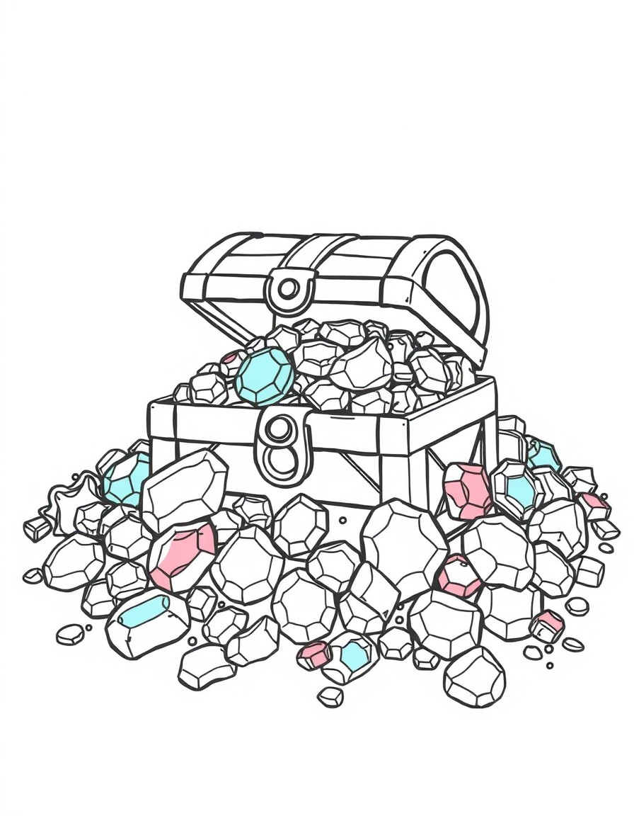 A pile of treasure with gemstones