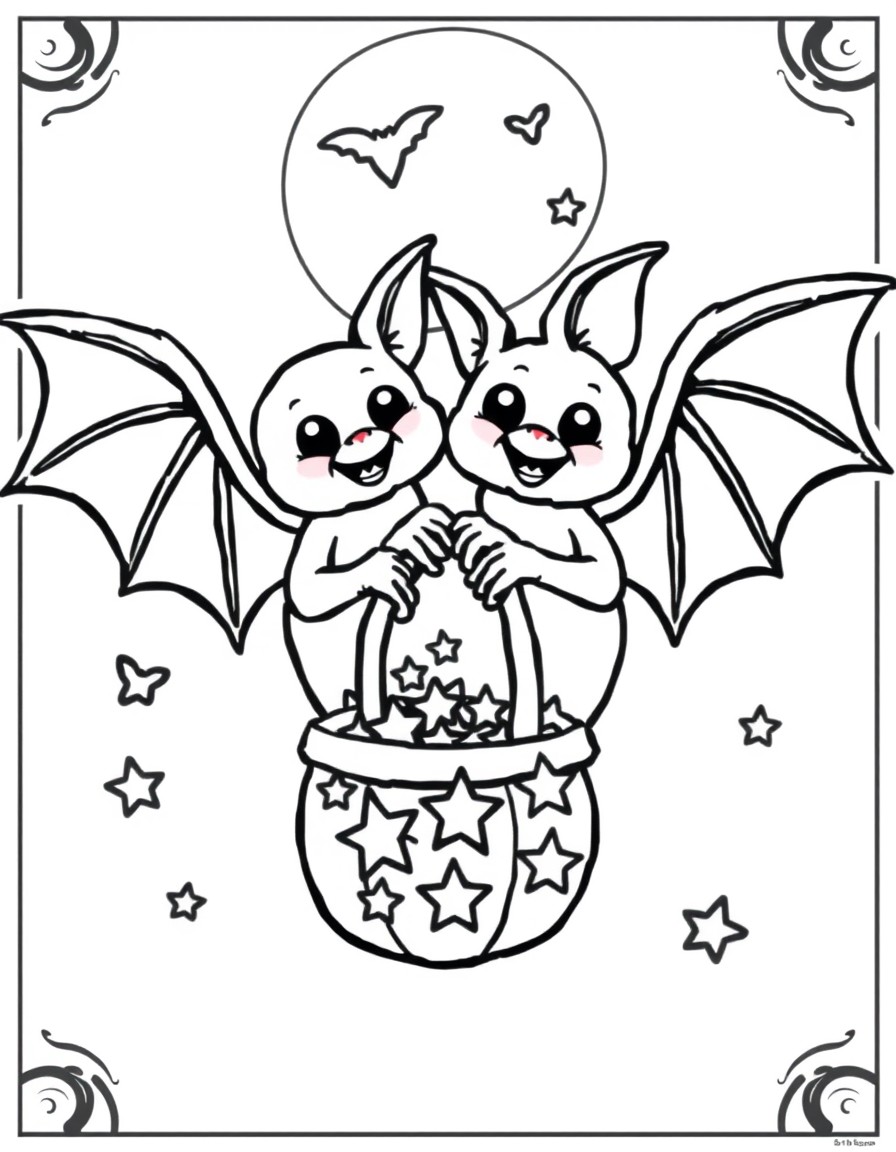 Two bats holding up a planket with stars on it