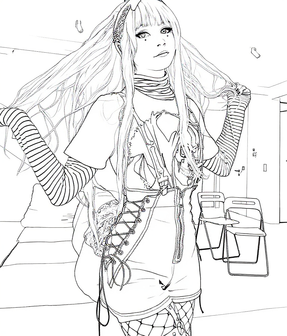 Make this a high-quality black and white COLORING PAGE with white background, only black lines, NO big gray areas, and clear, thick bold outlines, well-defined shapes, and clean edges. Remove all shad