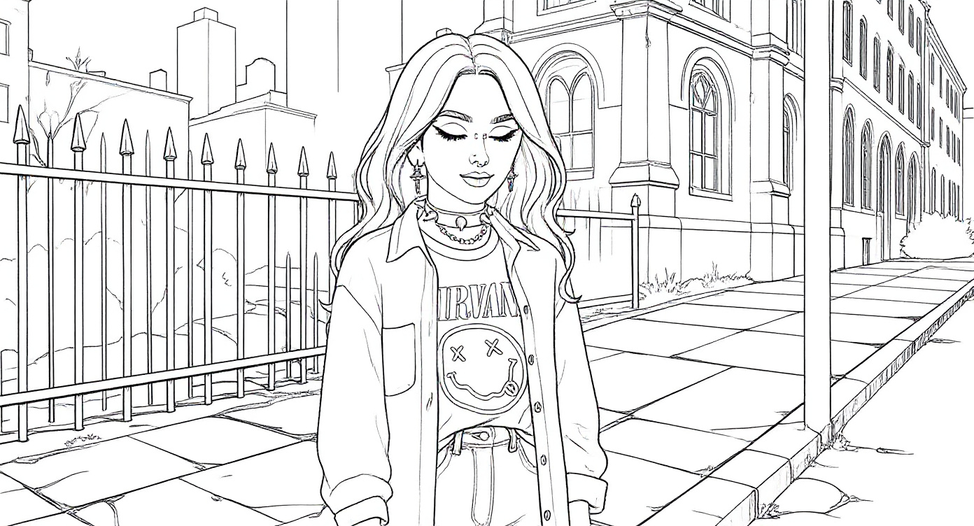 Make this a high-quality black and white COLORING PAGE with white background, only black lines, NO big gray areas, and clear, thick bold outlines, well-defined shapes, and clean edges. Remove all shad