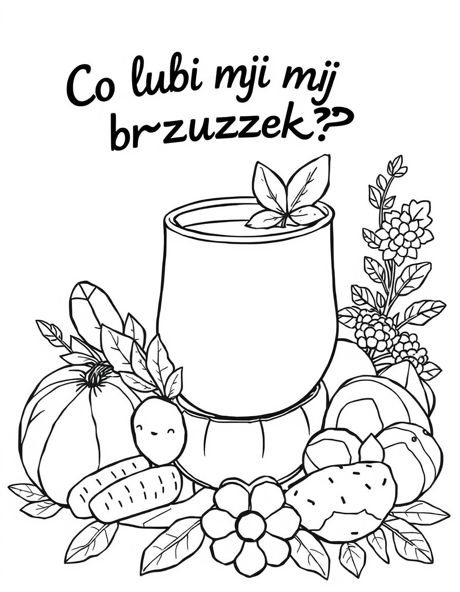 Kolorowanka "Co lubi mj brzuszek?"  rysunki rnych potraw zupa, jabko, marchewka, nalenik, czekolada, itp. z miejscem na pokolorowanie i dorysowanie wasnych.