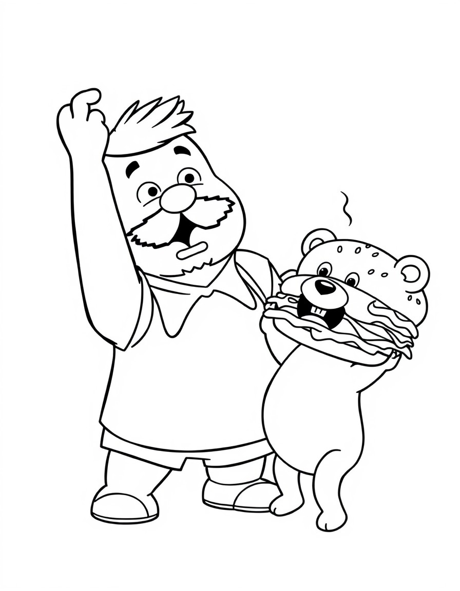 Bob Belcher throwing burgers at Teddy