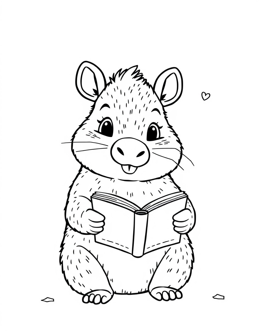 haz un capibara beb tierno que lee libros con sus amigos