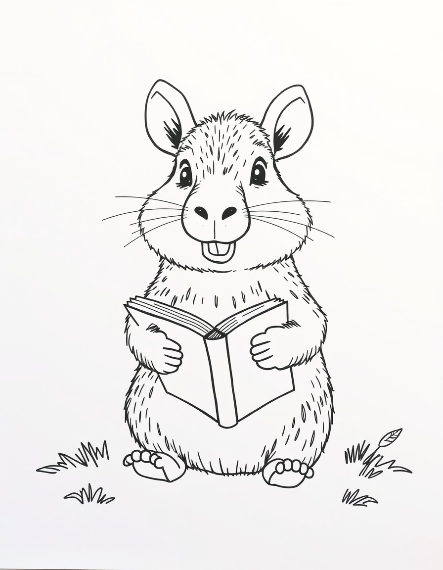 haz un capibara beb tierno que lee libros con sus amigos