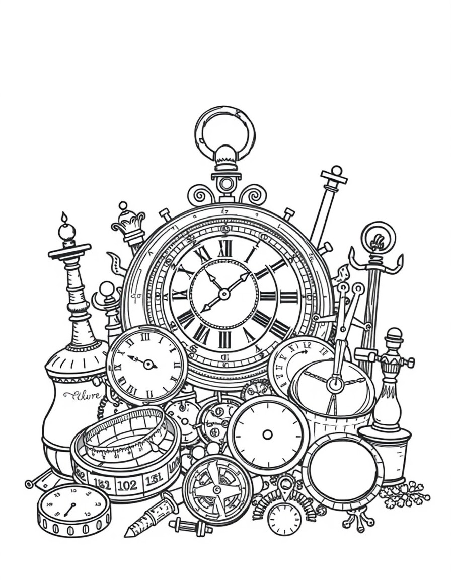 a collection of tiny artifacts related to time measurement through history