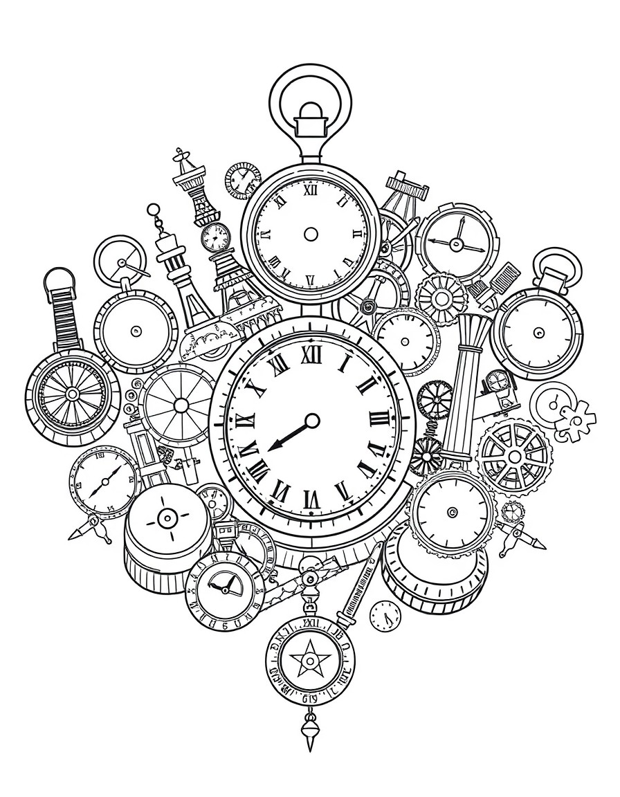 a collection of tiny artifacts related to time measurement through history