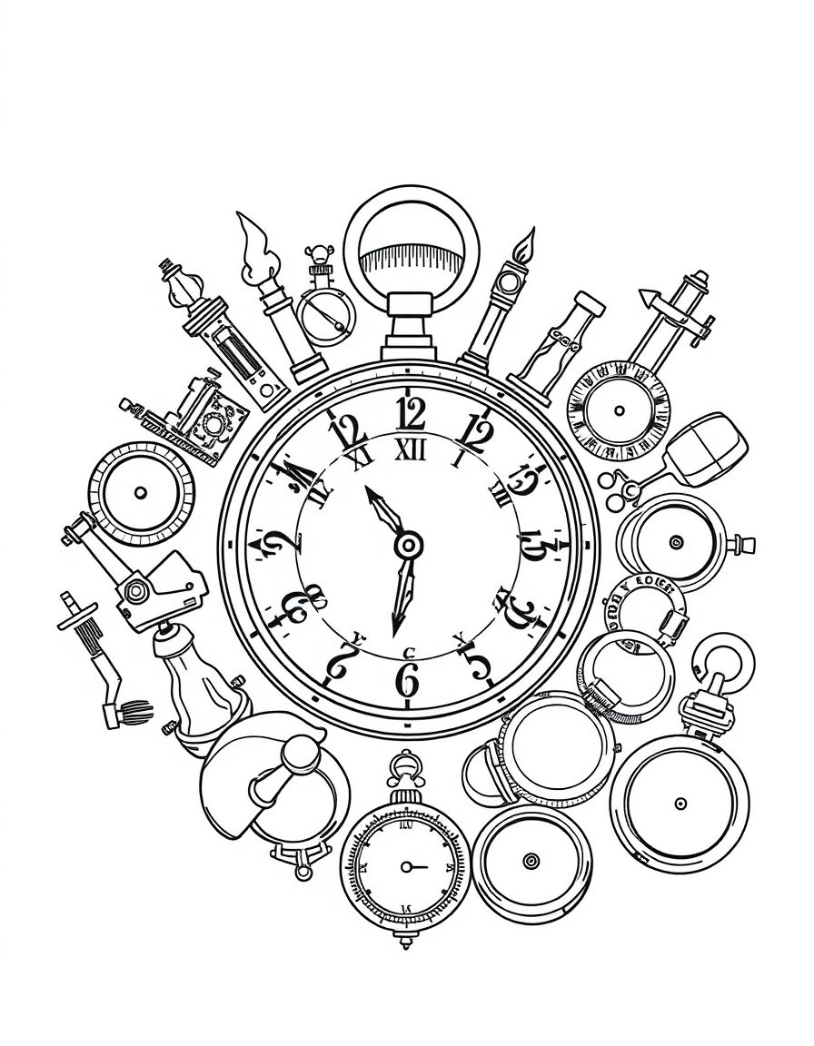 a collection of tiny artifacts related to time measurement through history