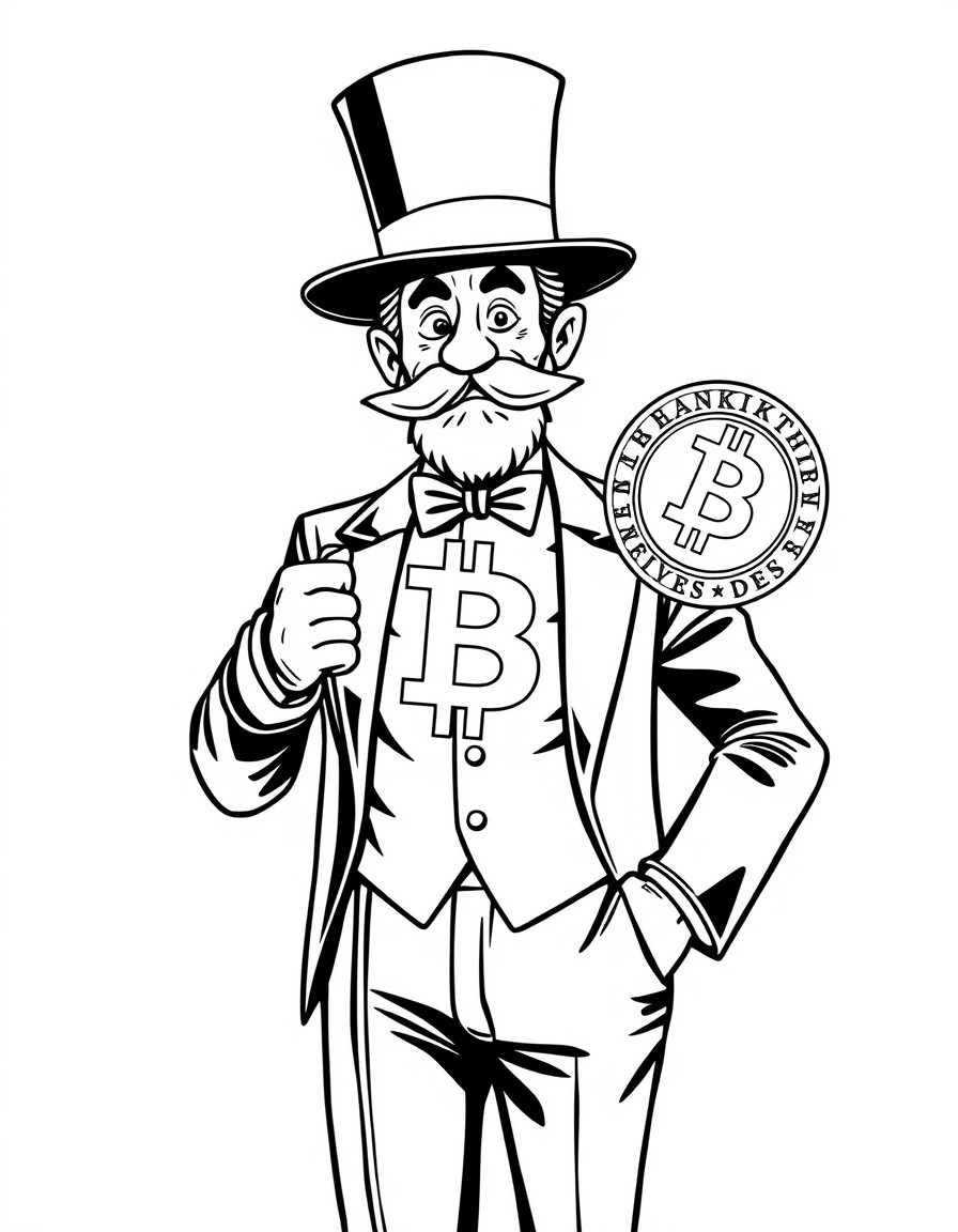 a butler carrying a bitcoin