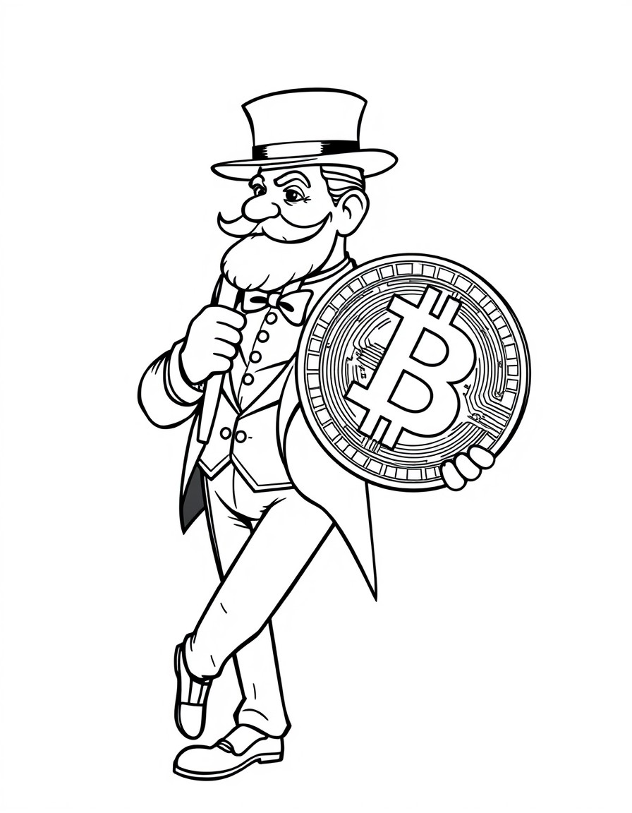 a butler carrying a bitcoin