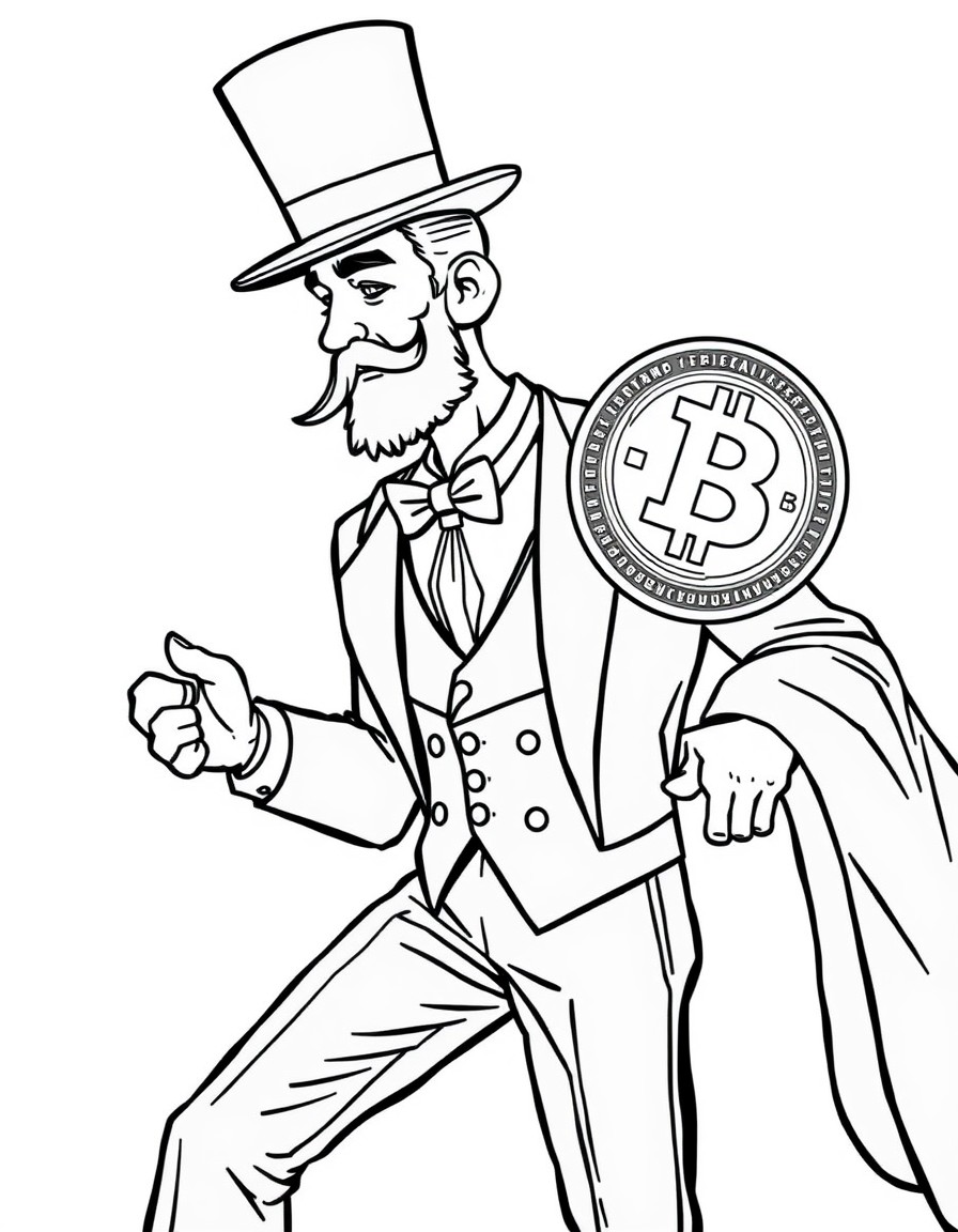 a butler carrying a bitcoin