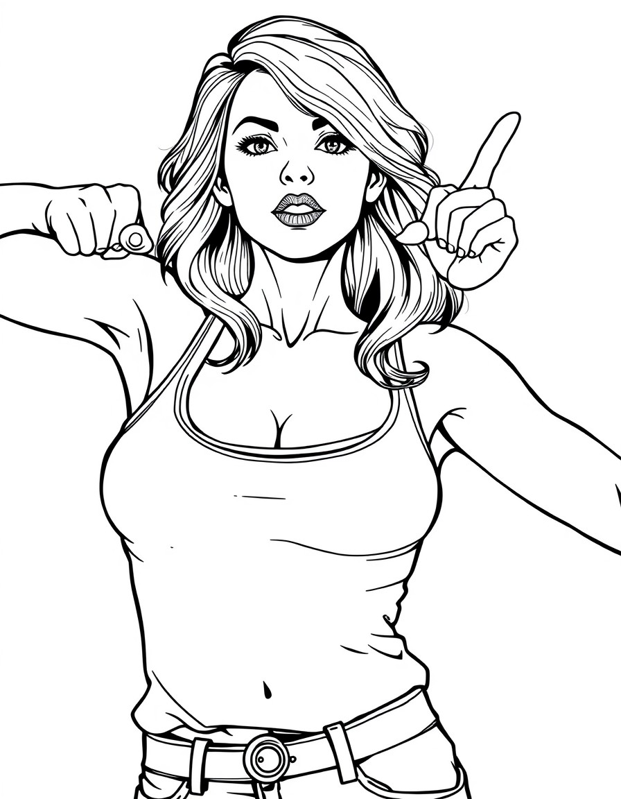 Topless woman flashing tits in tank top