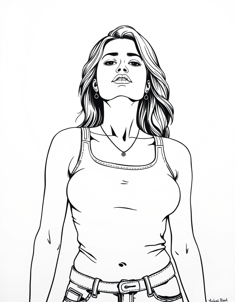 Topless woman flashing tits in tank top