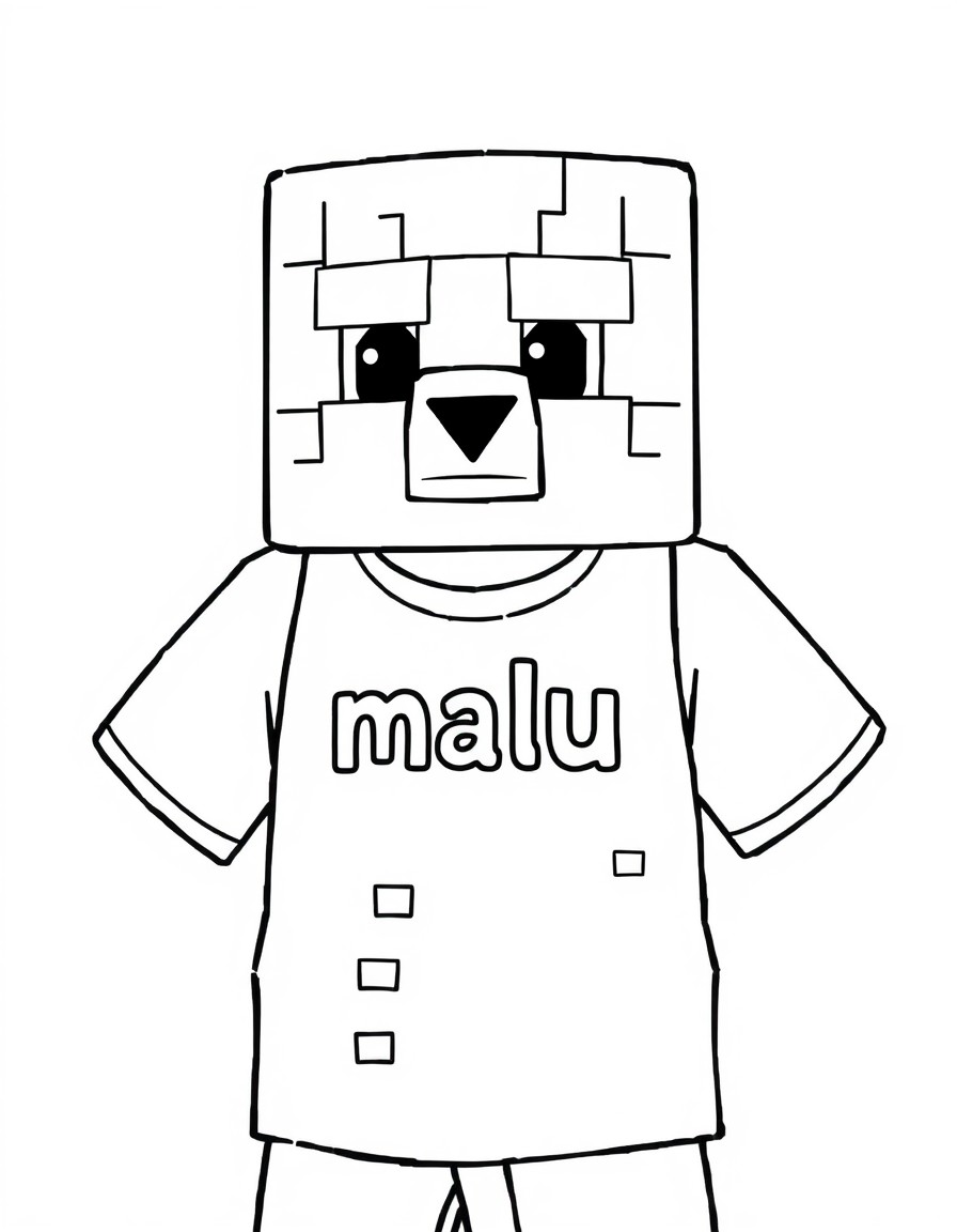 criar o minecraft escrito a palavra 'malu na sua camiseta