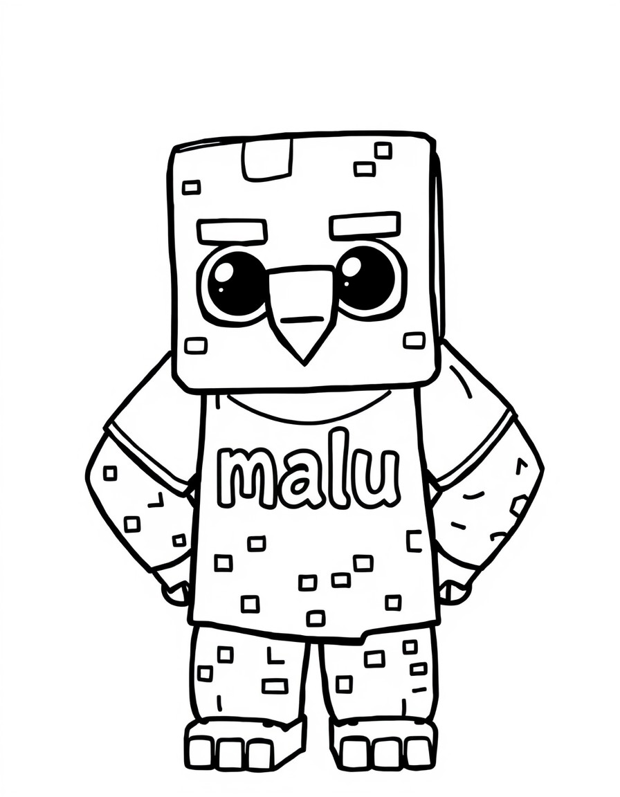 criar o minecraft escrito a palavra 'malu na sua camiseta