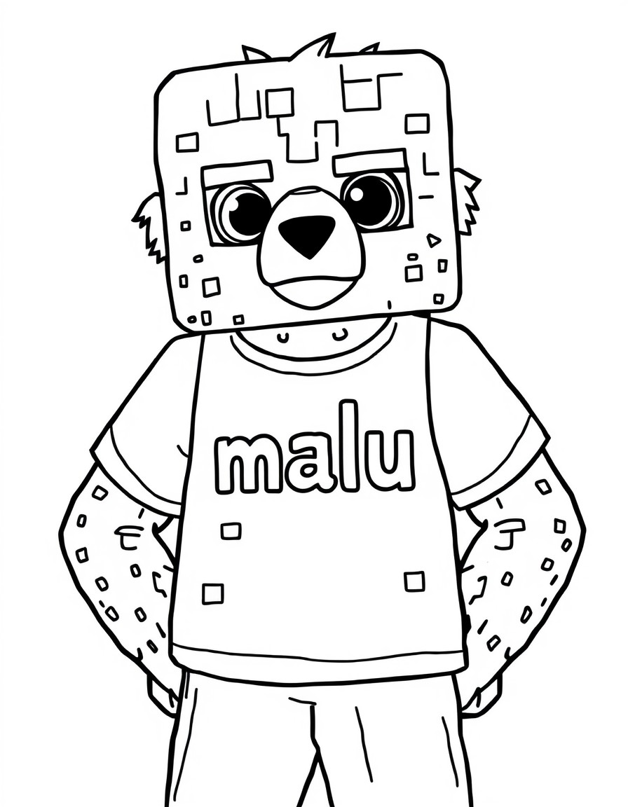 criar o minecraft escrito a palavra 'malu na sua camiseta