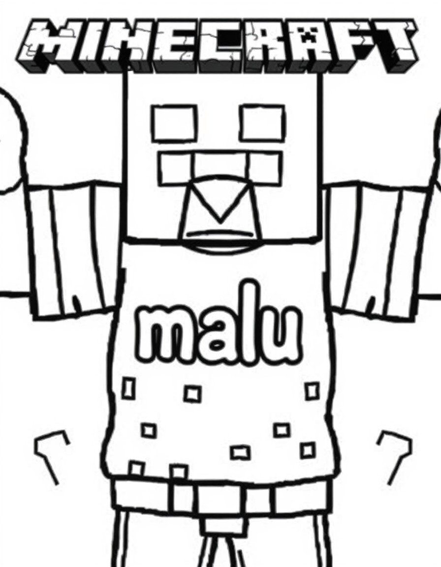 criar o minecraft escrito a palavra 'malu na sua camiseta