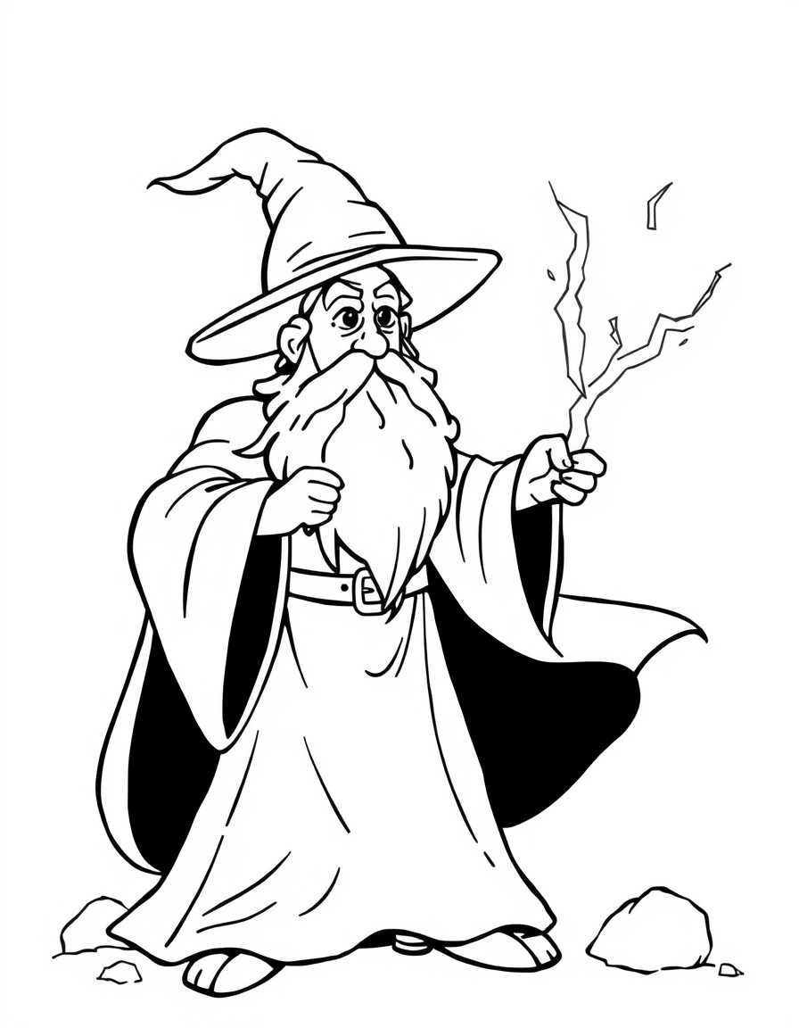 A wizard casting a lightning spell