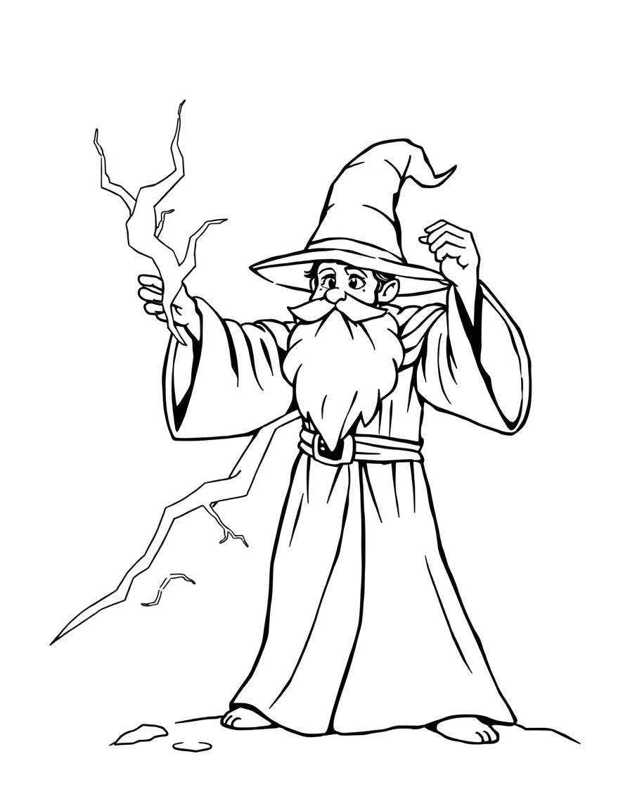 A wizard casting a lightning spell