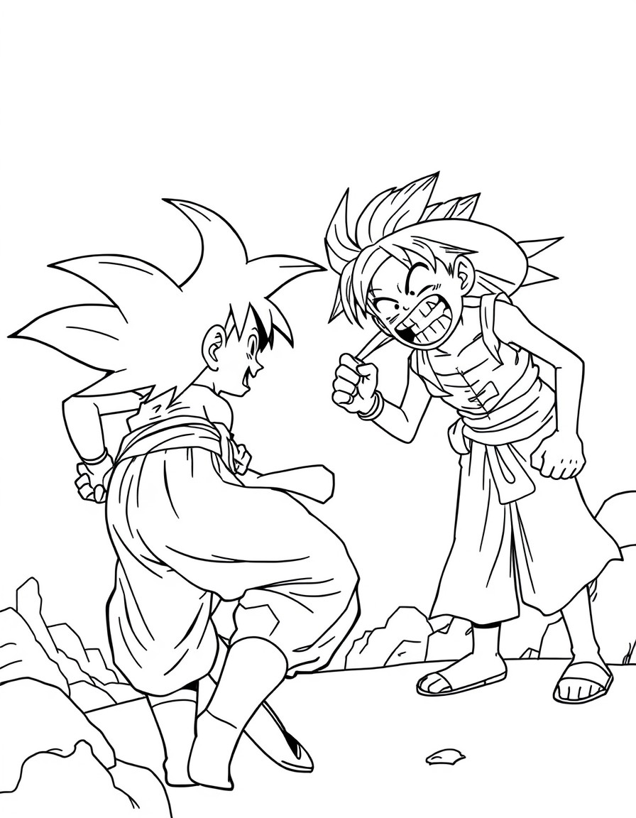 dragon ball luchando contra one piece