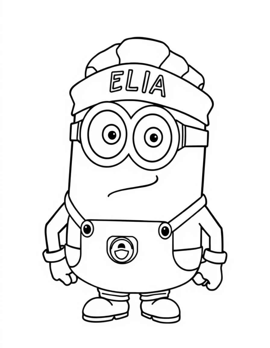 a minion with a cap in sicilian style with te text ELIA on it