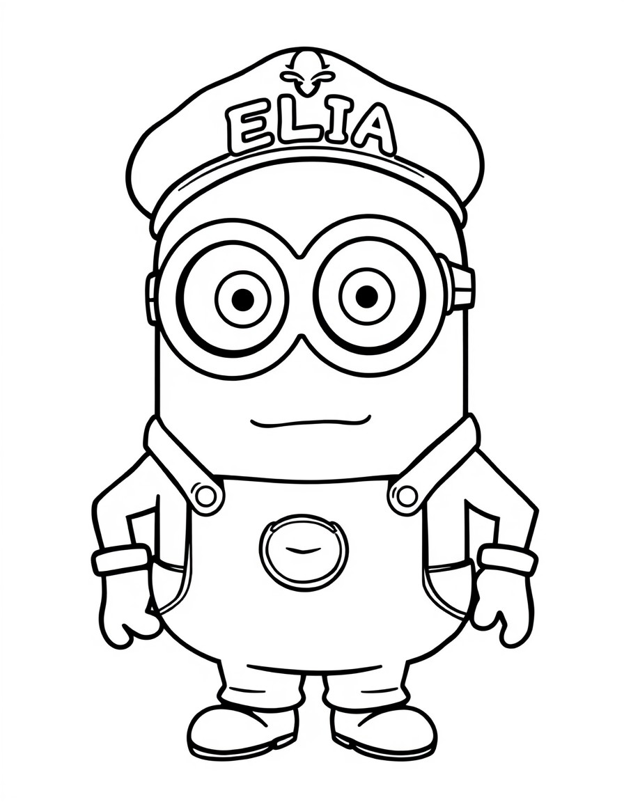 a minion with a cap in sicilian style with te text ELIA on it