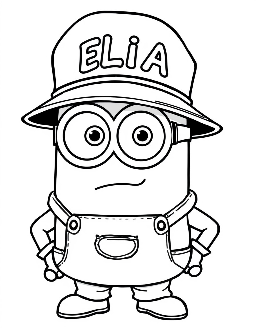 a minion with a cap in sicilian style with te text ELIA on it