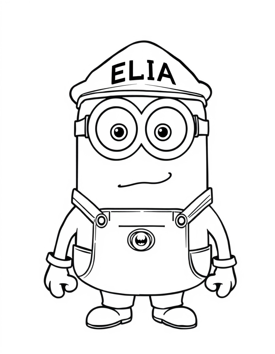 a minion with a cap in sicilian style with te text ELIA on it