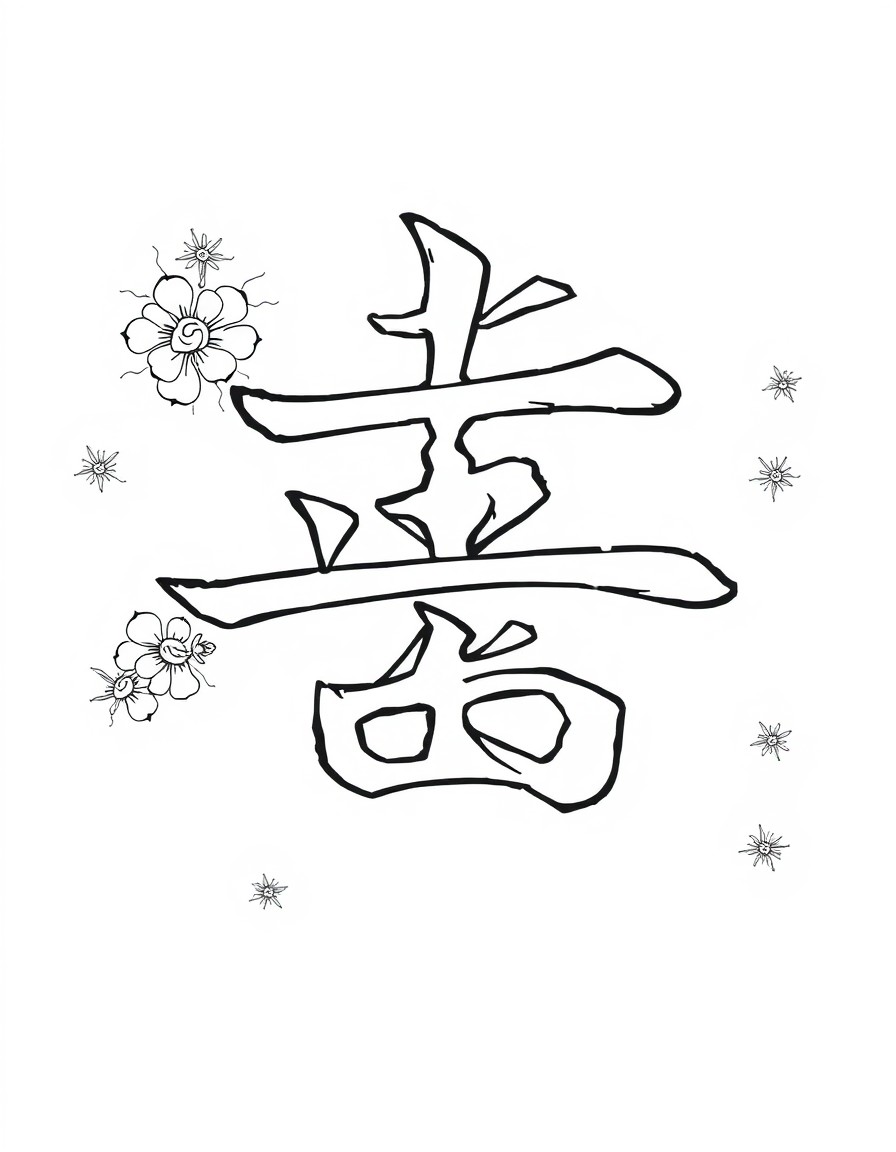 A coloring page of the kanji