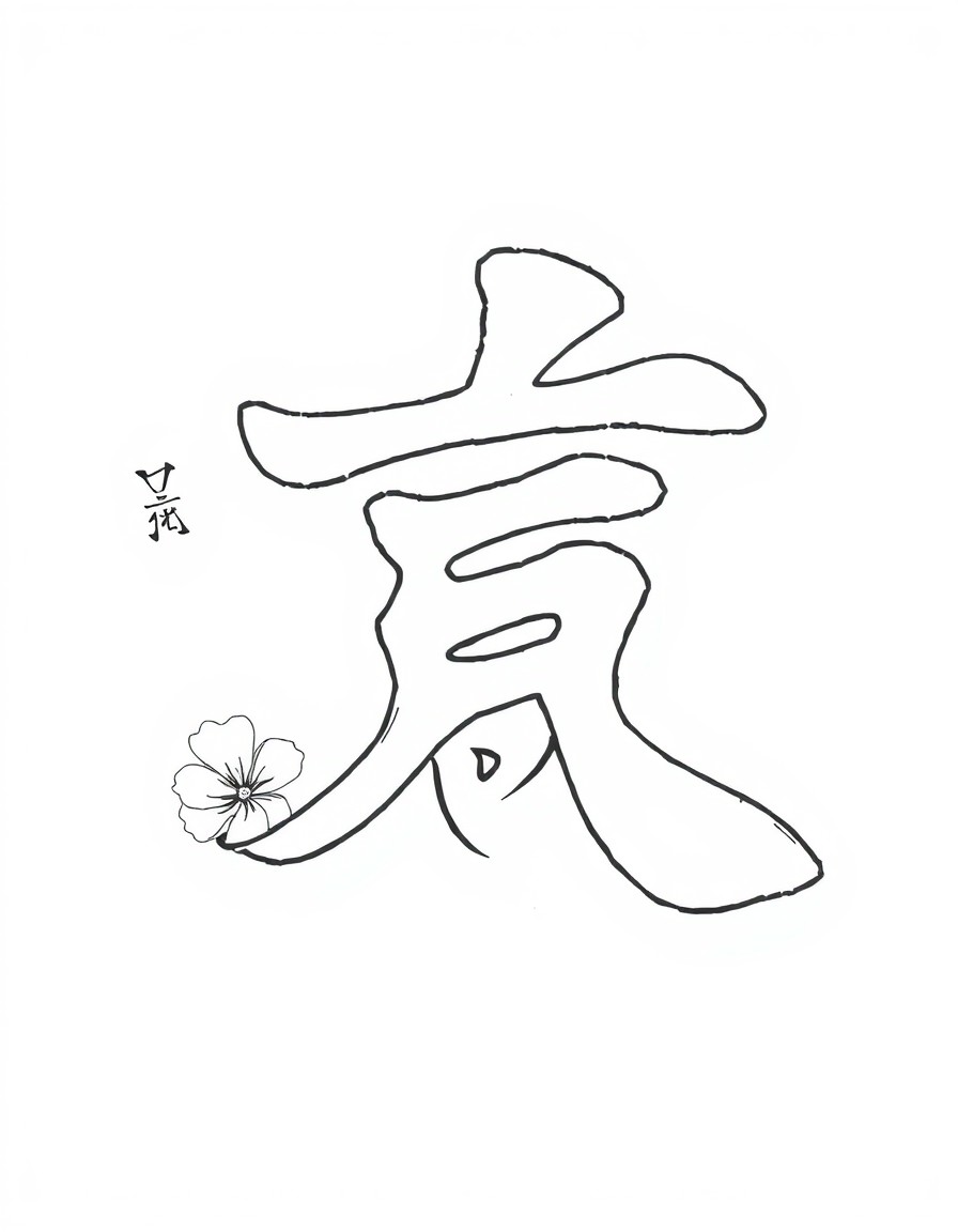 A coloring page of the kanji