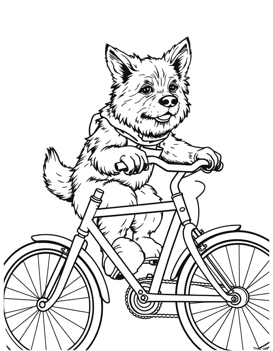 Dog riding a bicycle