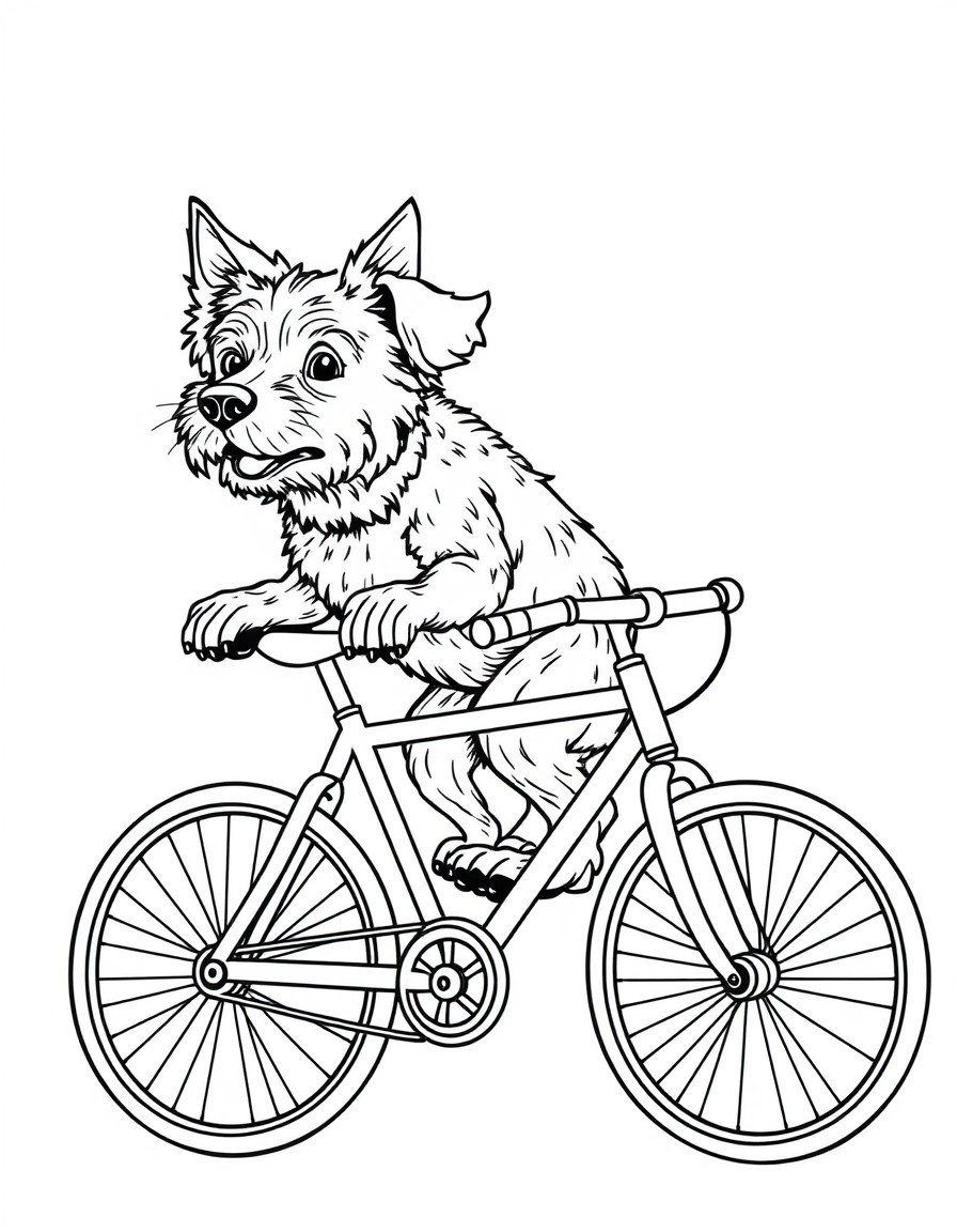 Dog riding a bicycle
