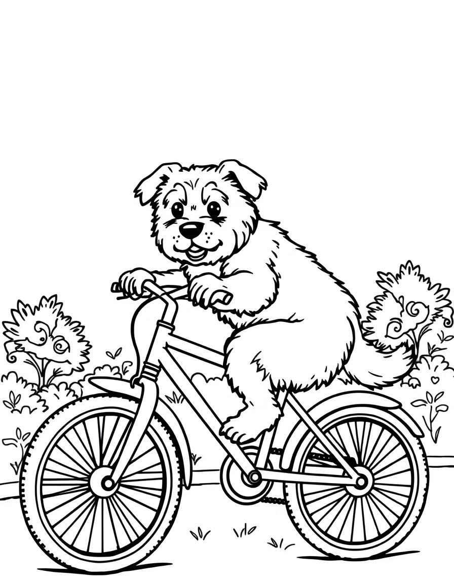 Dog riding a bicycle