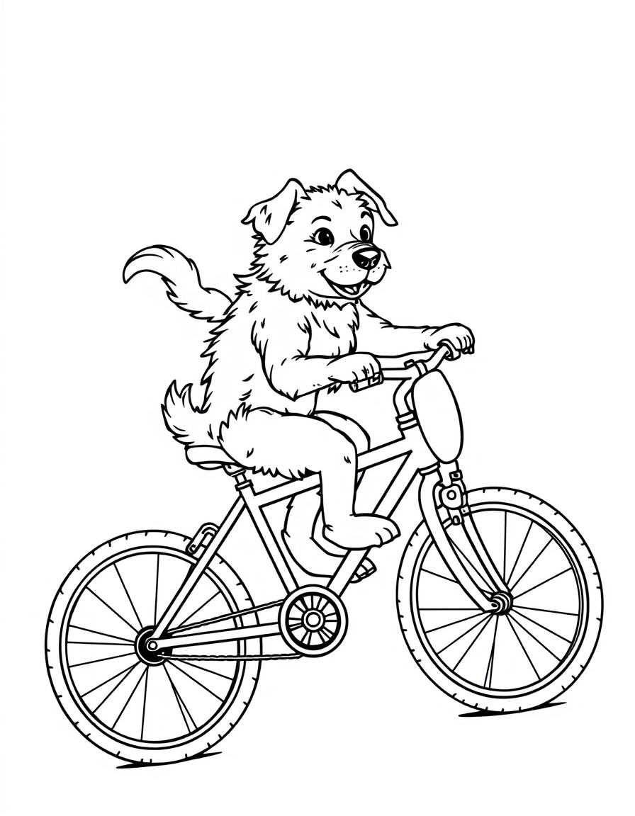 Dog riding a bicycle