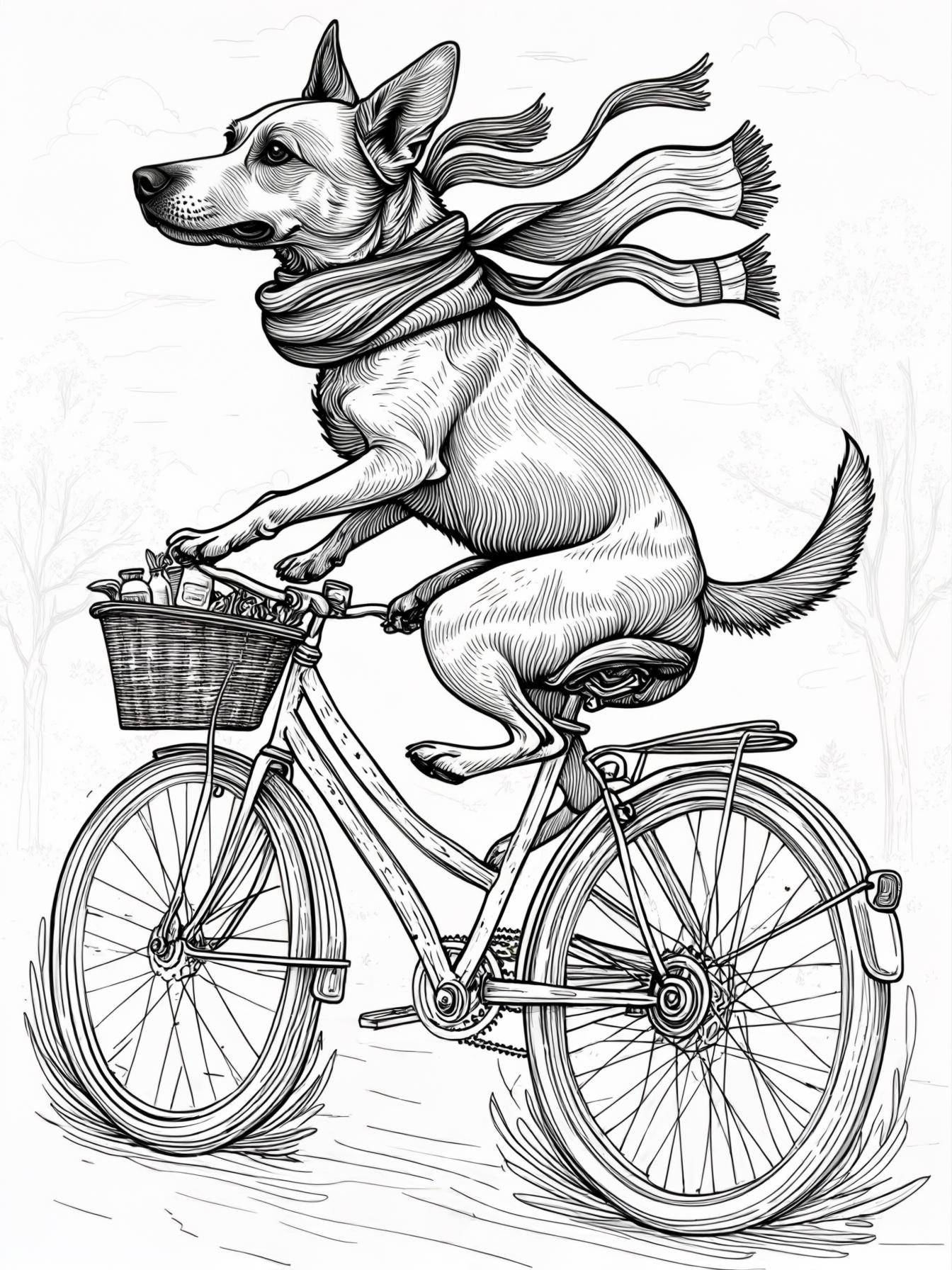 Dog riding a bicycle