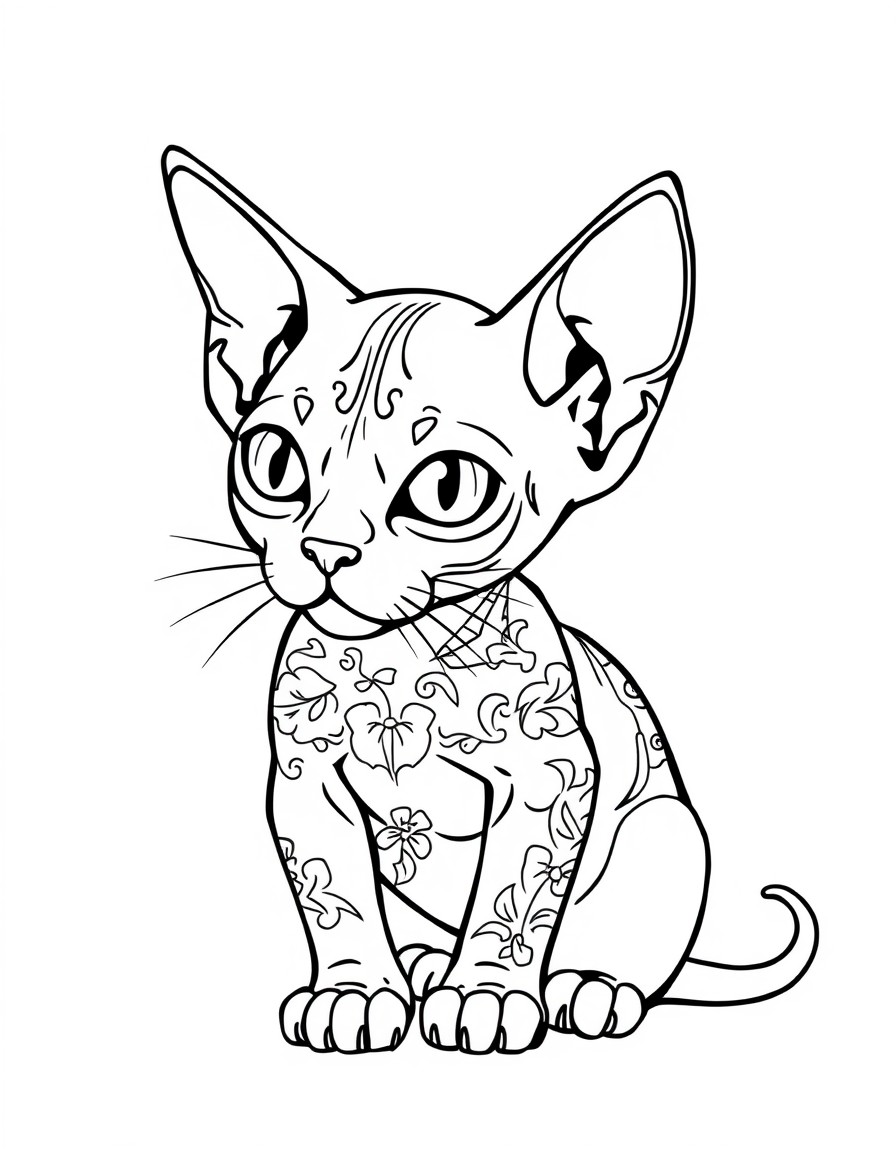 sphynx cat with tattoo's