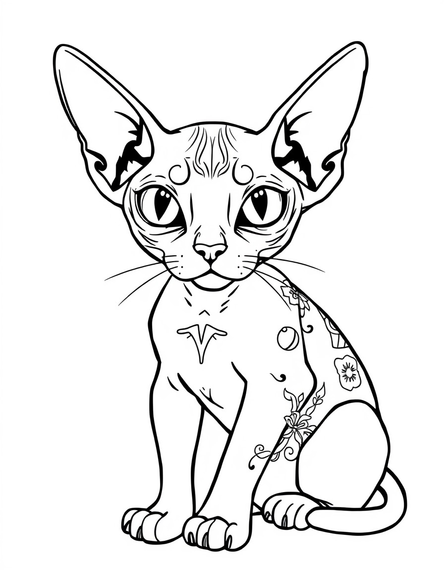 sphynx cat with tattoo's