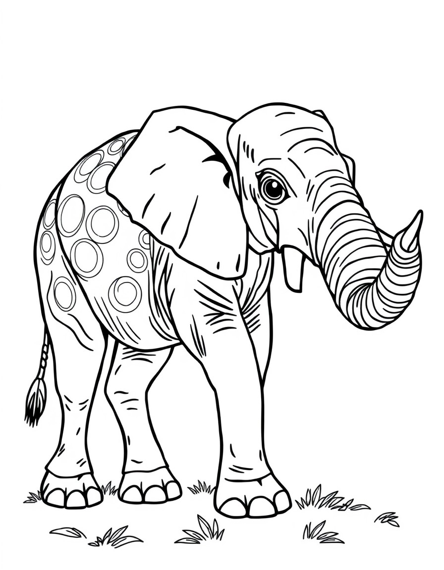 um elefante fofo todo pontilhado