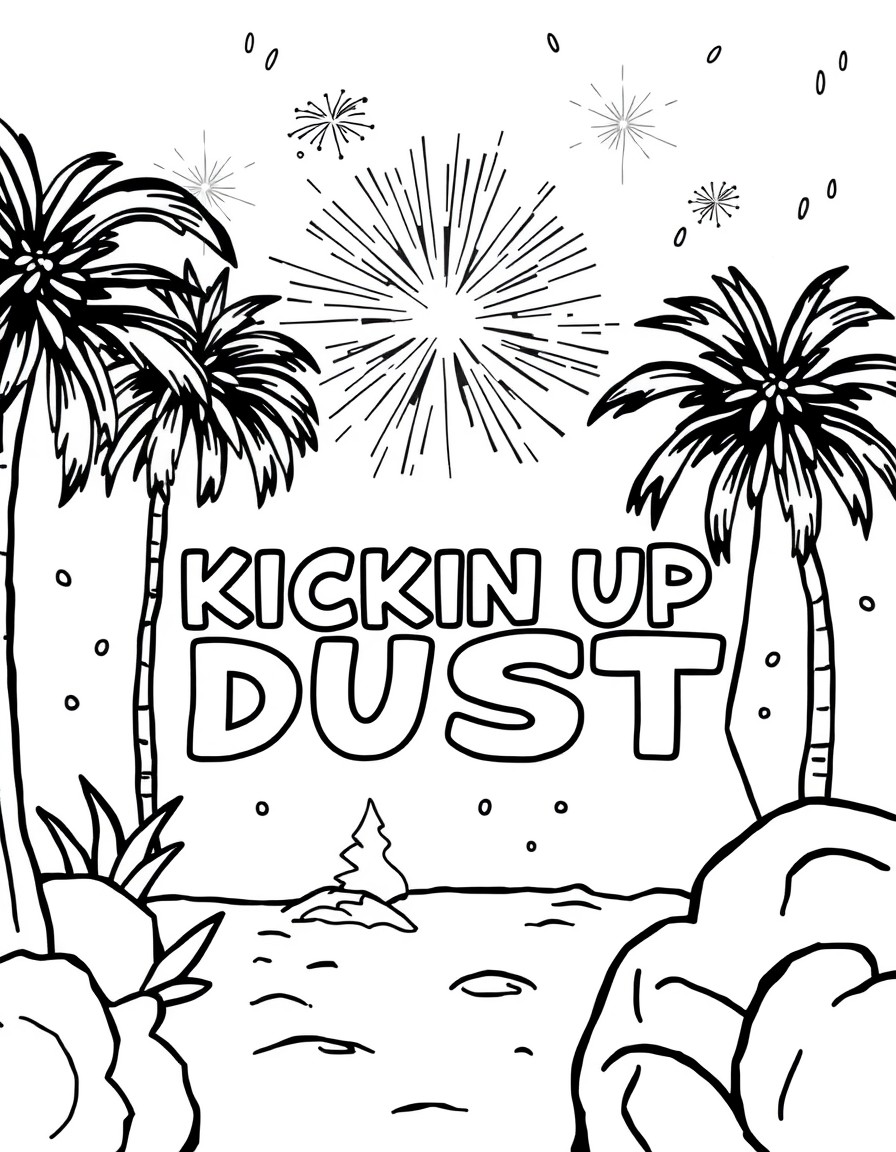 an australian themed new year celebration with the words 'KICKIN UP DUST' somewhere.