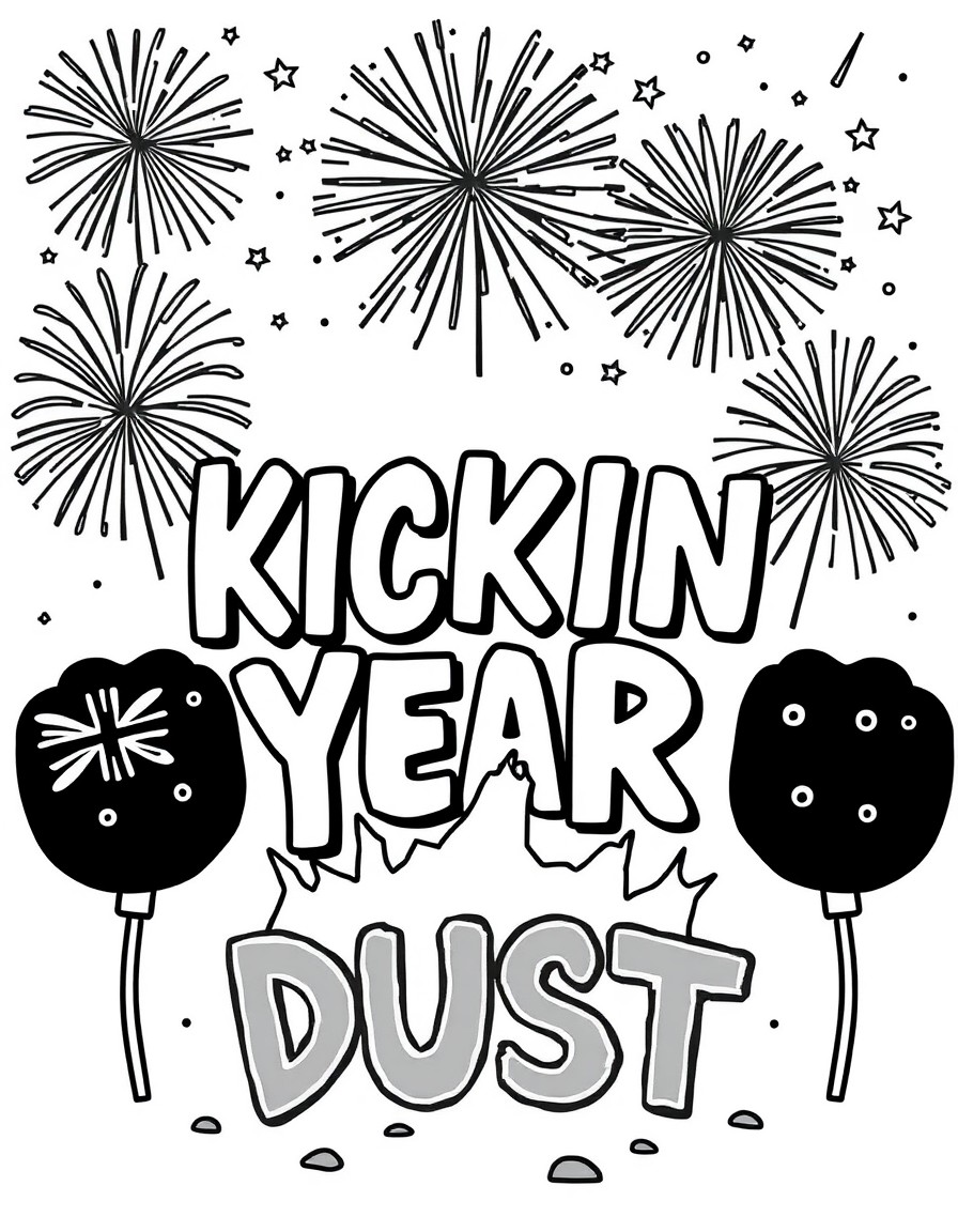 an australian themed new year celebration with the words 'KICKIN UP DUST' somewhere.