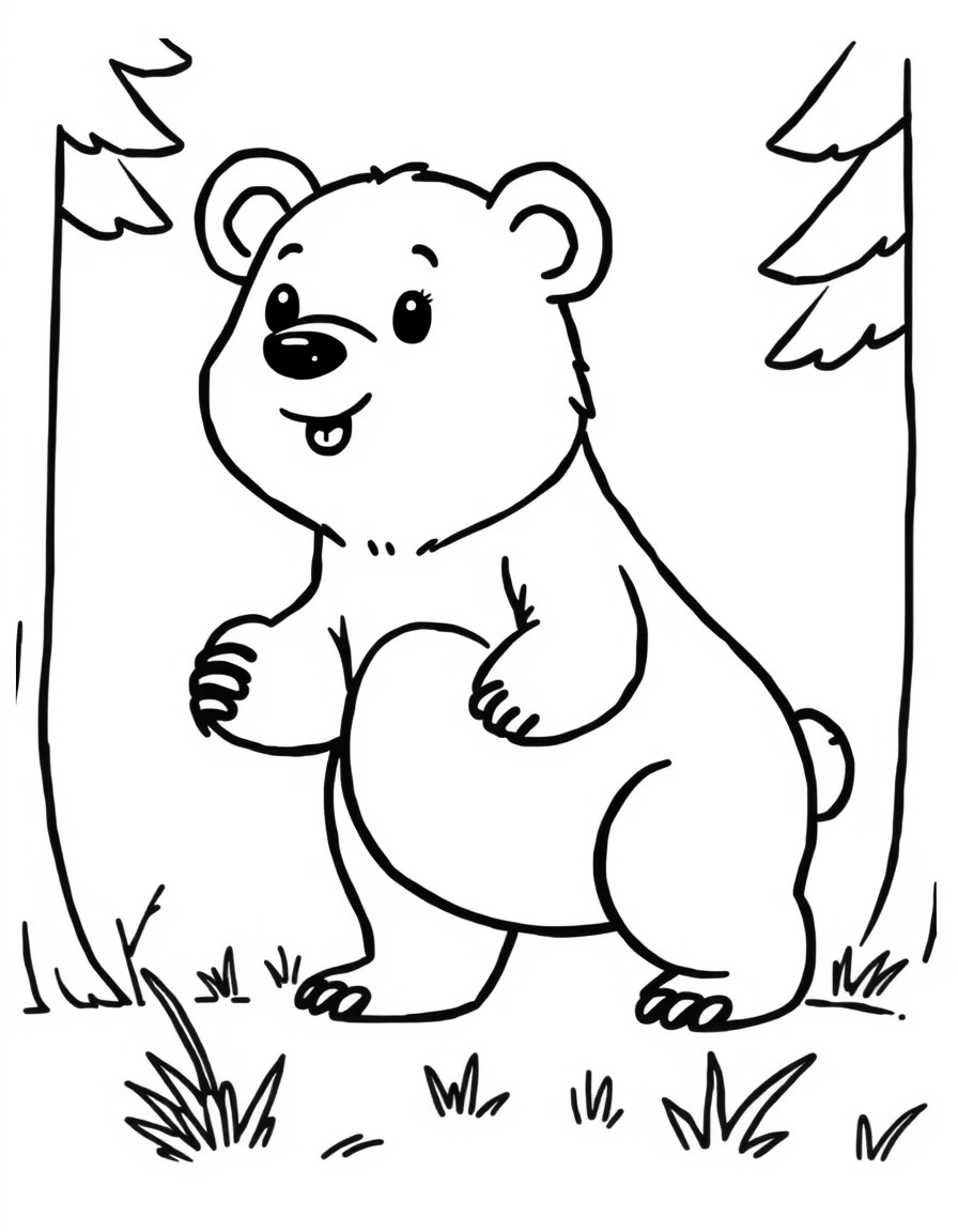 Bear friends  of the forest, cartoonish, playfull