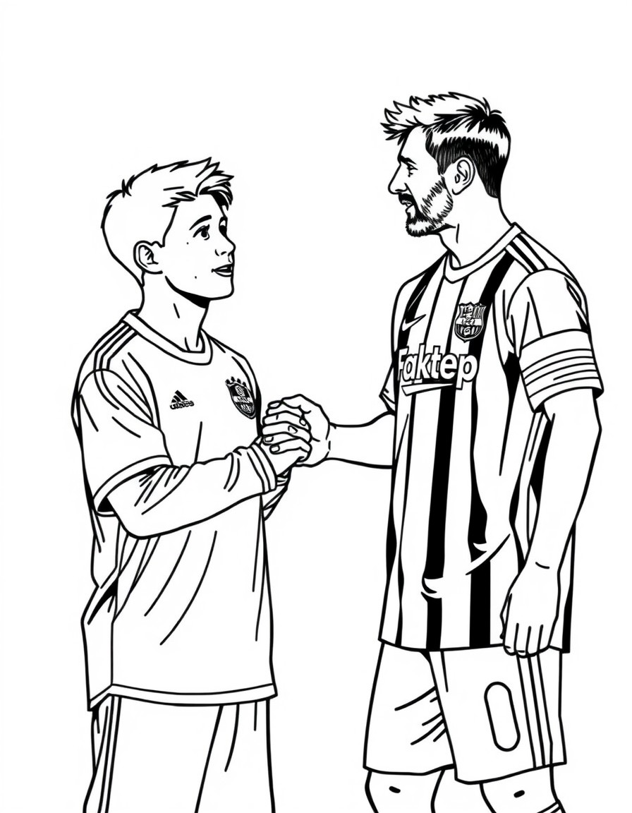 Lionel Messi shaking the hand of a boy called easton - put Kenney on the boys's jersey