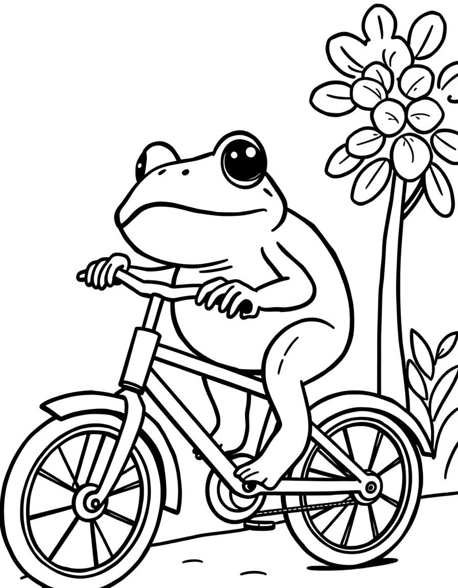 fat cute frog rifing a bike