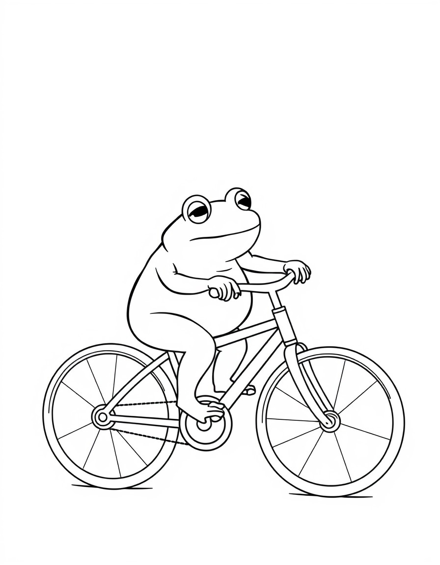 fat cute frog rifing a bike