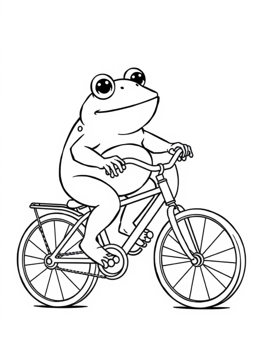 fat cute frog rifing a bike