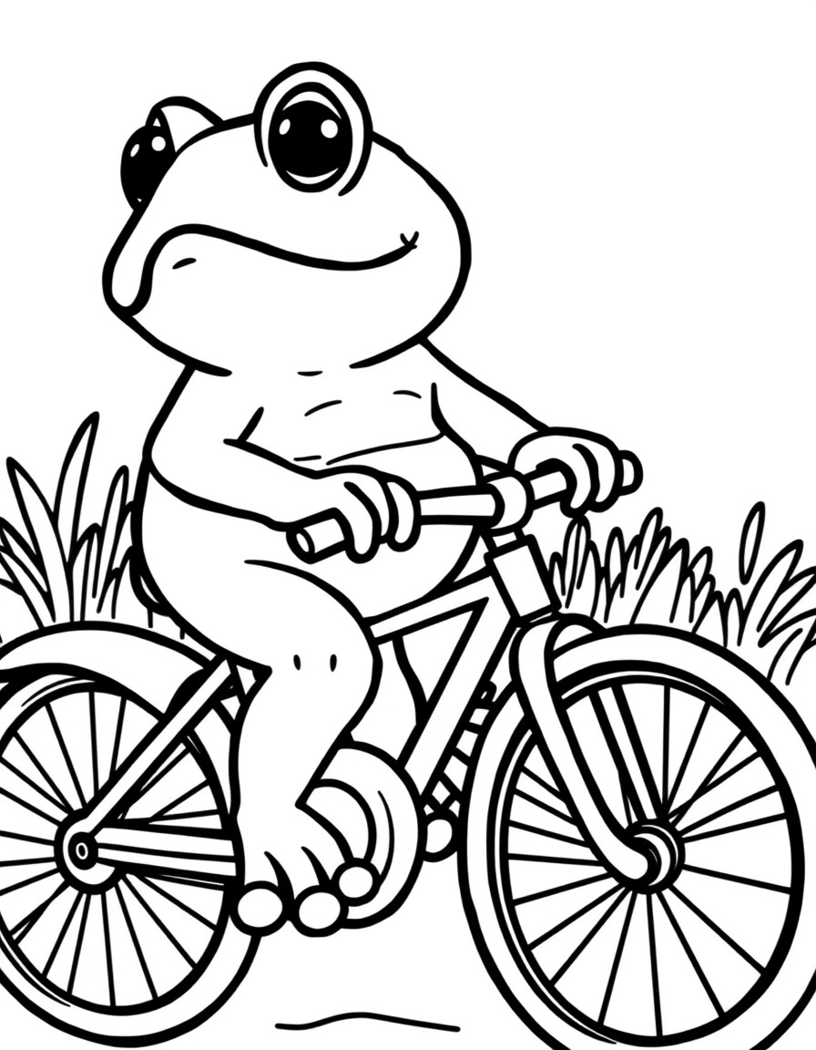 fat cute frog rifing a bike