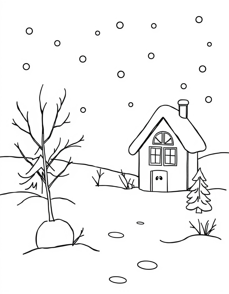 Cute winter scene appropriate for 6-year-old