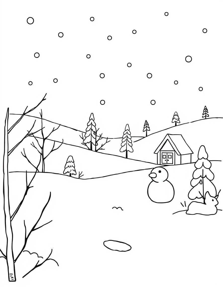 Cute winter scene appropriate for 6-year-old