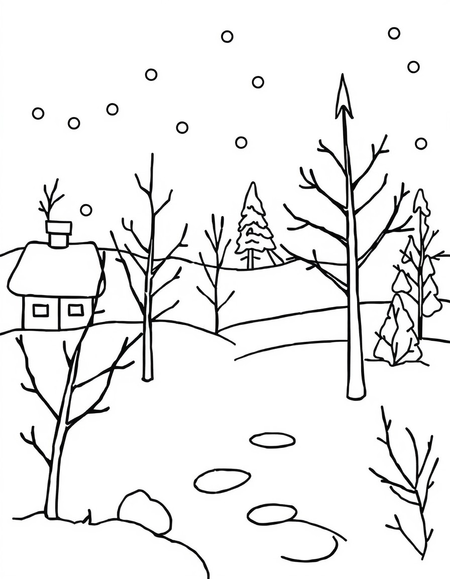 Cute winter scene appropriate for 6-year-old